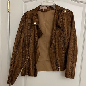 Philosophy Brown Snake Print Leather Jacket